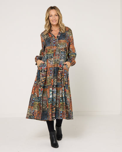 Vienna Cotton Dress - Mosaic Garden
