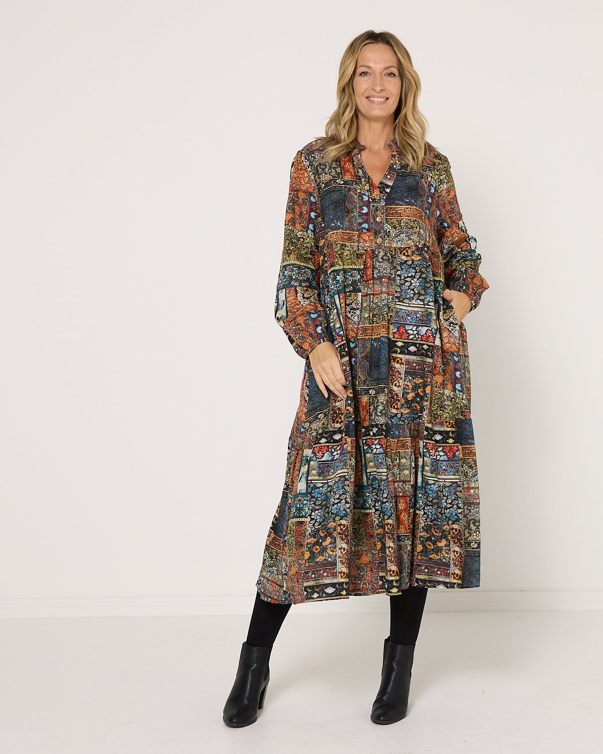 Vienna Cotton Dress - Mosaic Garden