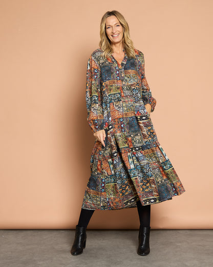 Vienna Cotton Dress - Mosaic Garden