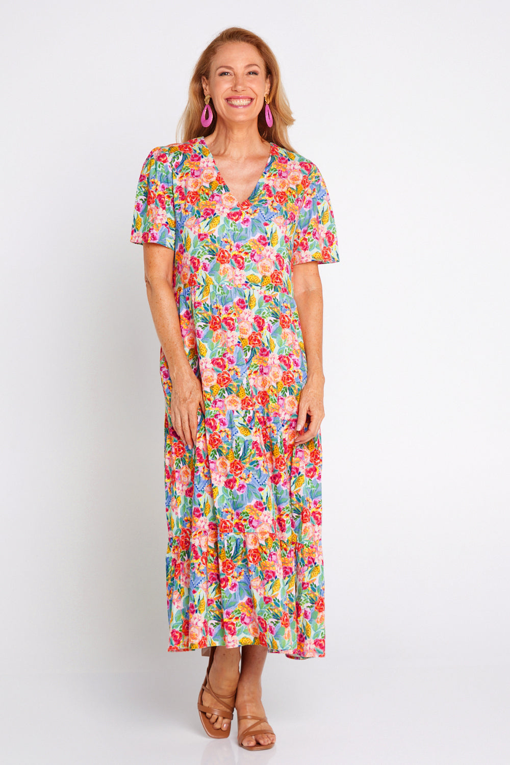 Patrice Cotton & Linen Dress - Bright Floral