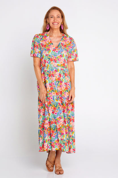 Patrice Cotton & Linen Dress - Bright Floral