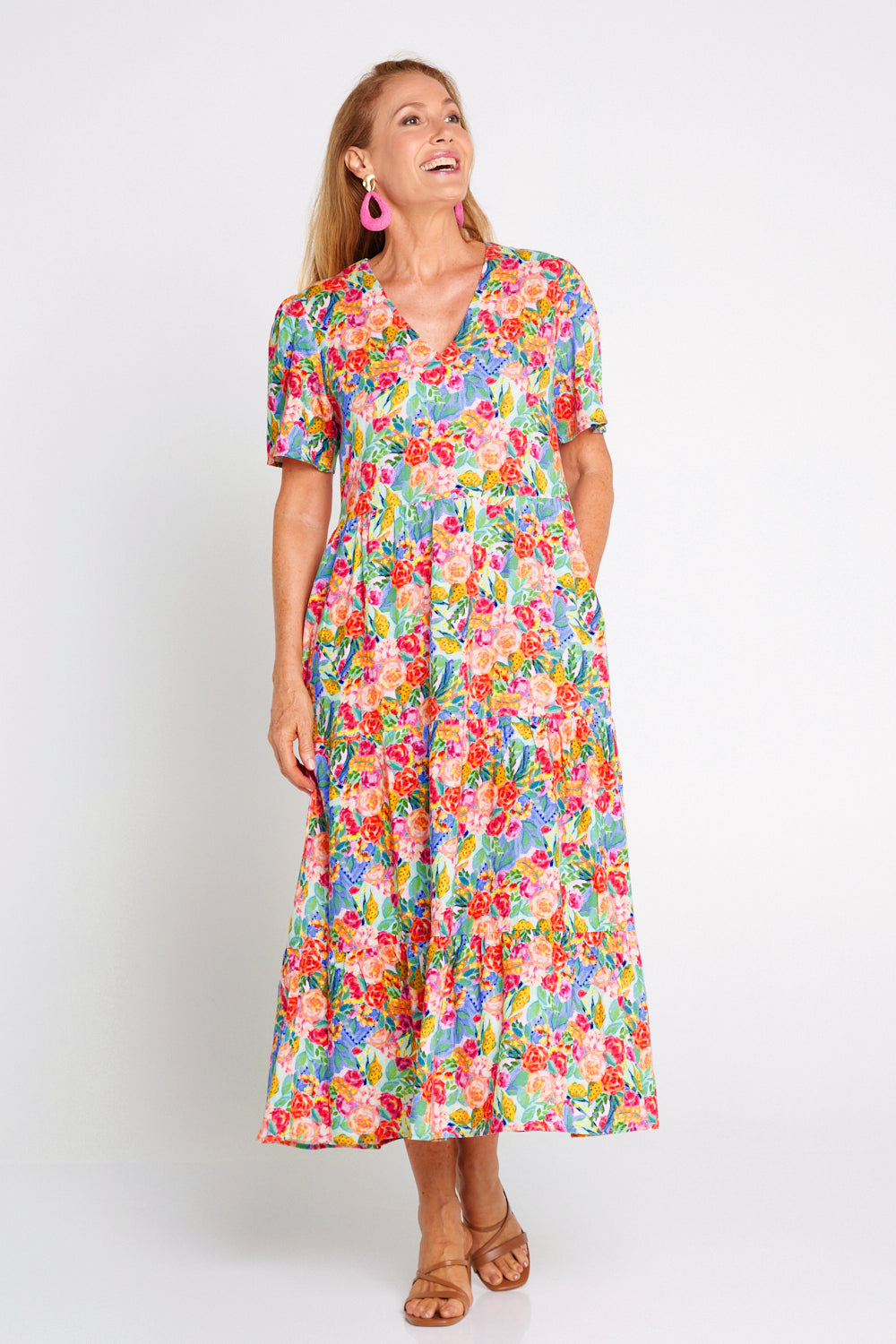 Patrice Cotton & Linen Dress - Bright Floral