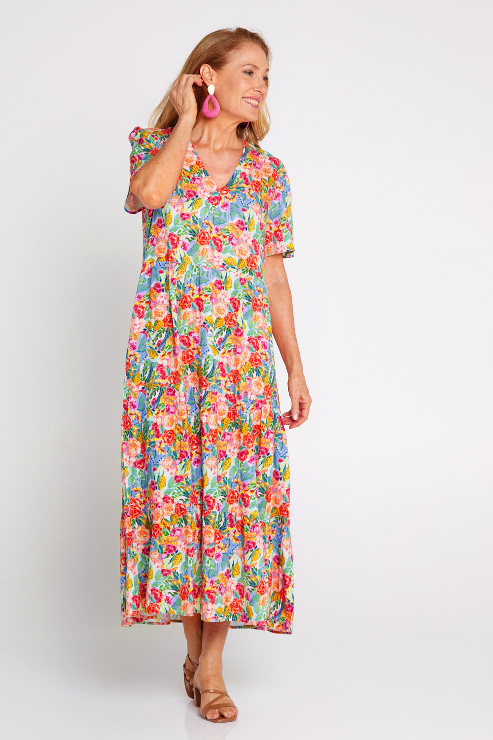 Patrice Cotton & Linen Dress - Bright Floral