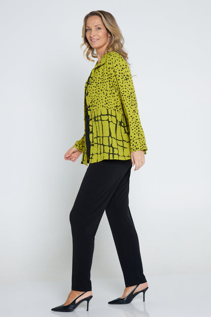 Pebble Splice Shirt - Lime/Black Print