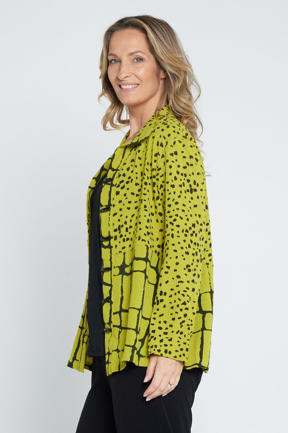 Pebble Splice Shirt - Lime/Black Print