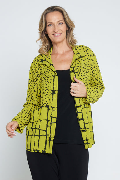 Pebble Splice Shirt - Lime/Black Print