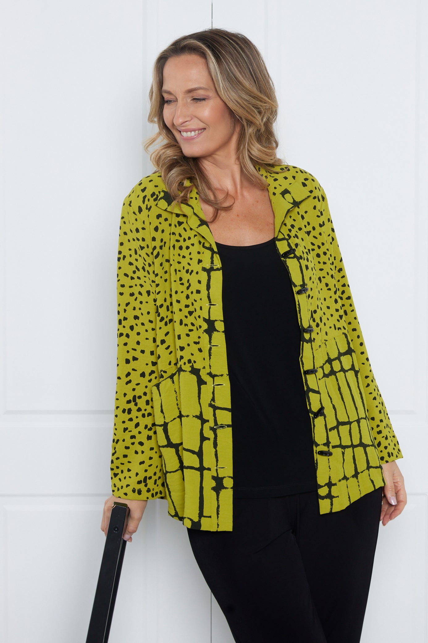 Pebble Splice Shirt - Lime/Black Print