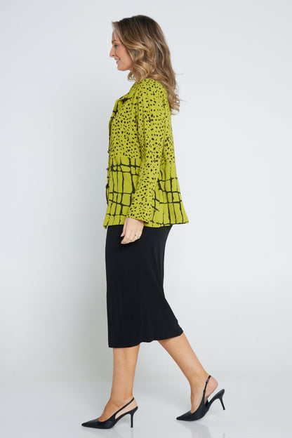 Pebble Splice Shirt - Lime/Black Print