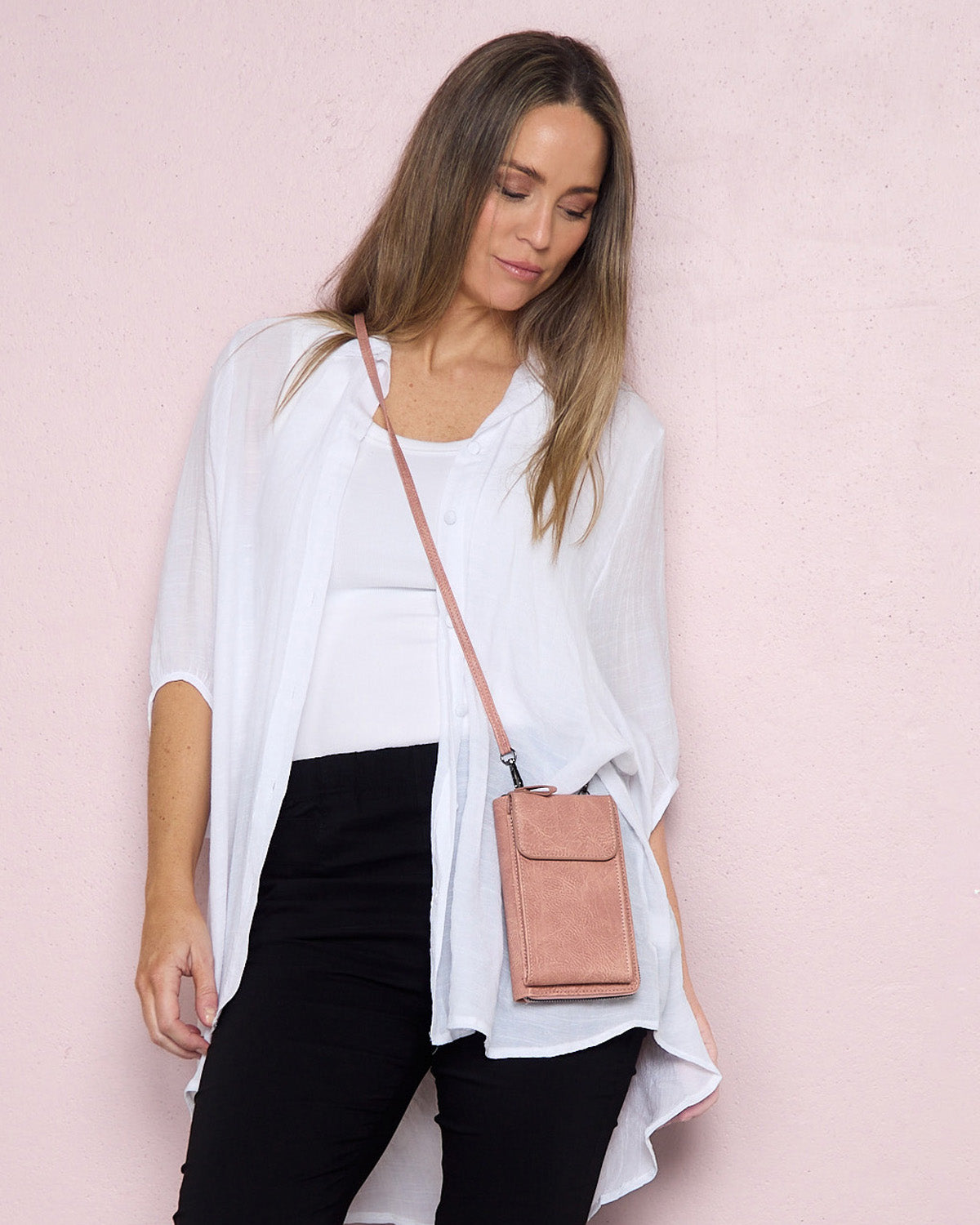 Phone Holder Purse - Dark Peach Pink