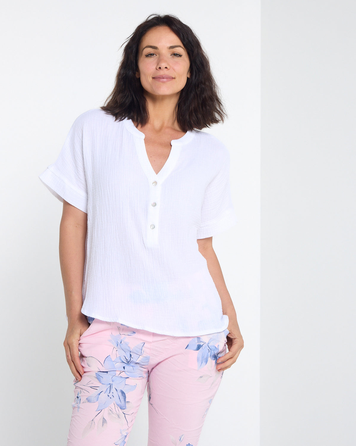 Gracie Cotton Muslin Top - White