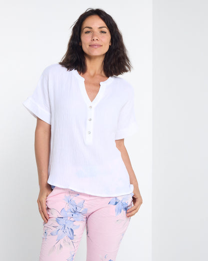 Gracie Cotton Muslin Top - White