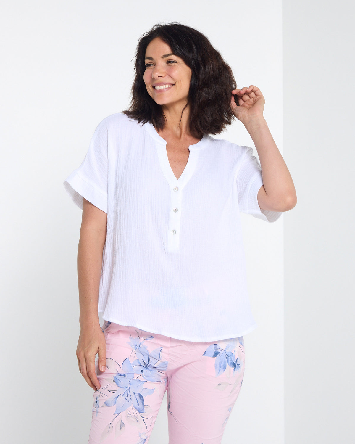 Gracie Cotton Muslin Top - White