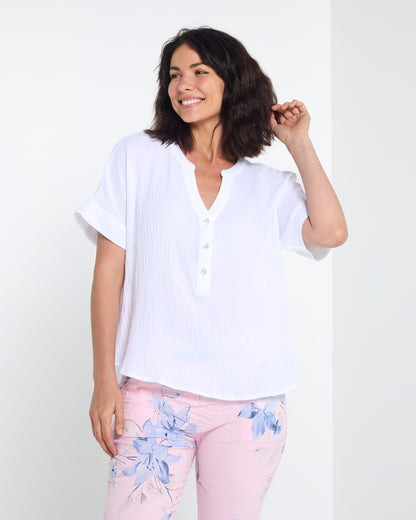 Gracie Cotton Muslin Top - White