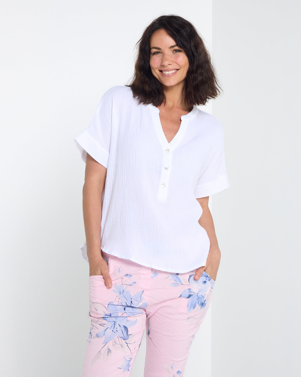 Gracie Cotton Muslin Top - White