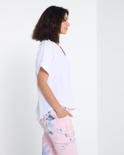 Gracie Cotton Muslin Top - White