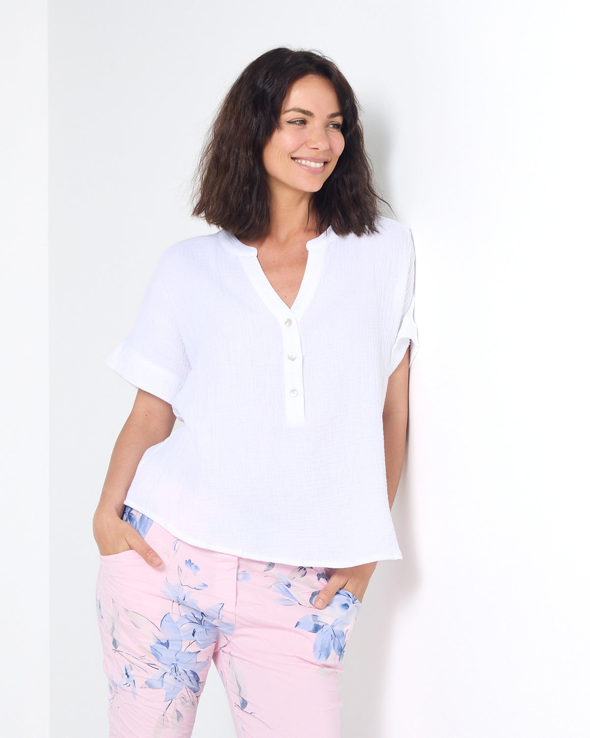 Gracie Cotton Muslin Top - White