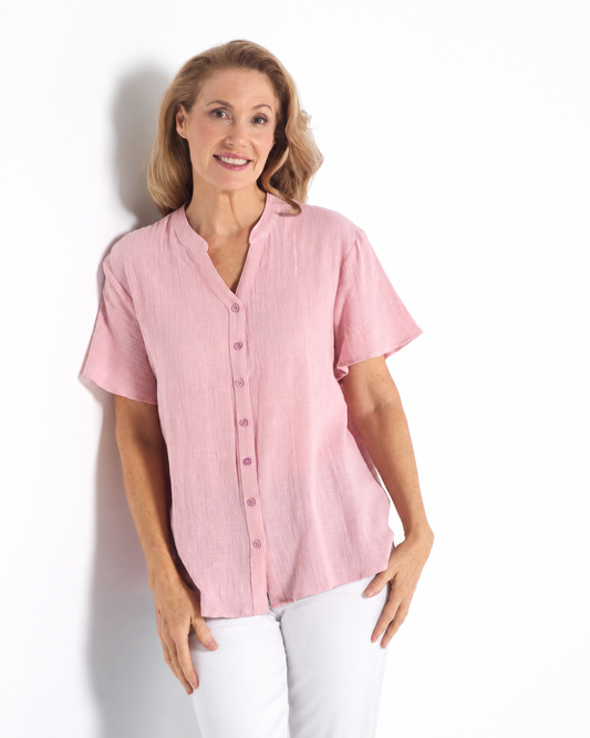 Rebecca Nehru Shirt - Rose