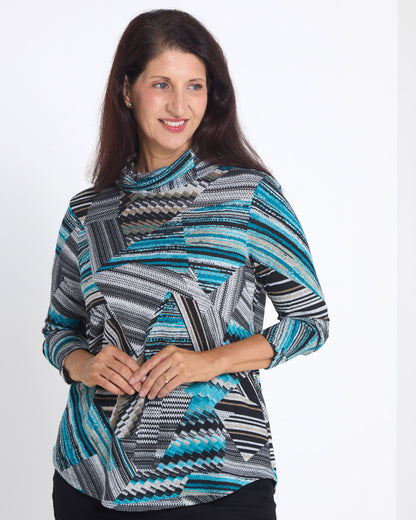 Tallarook Top - Turquoise Stripe