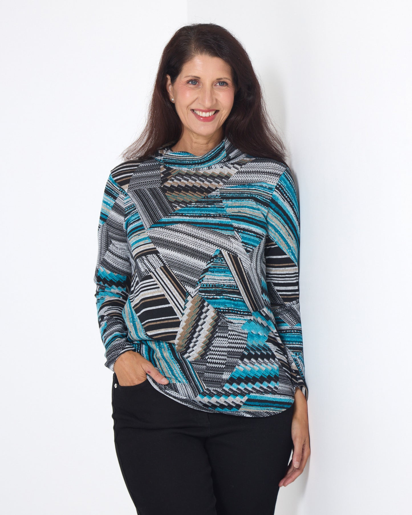 Tallarook Top - Turquoise Stripe