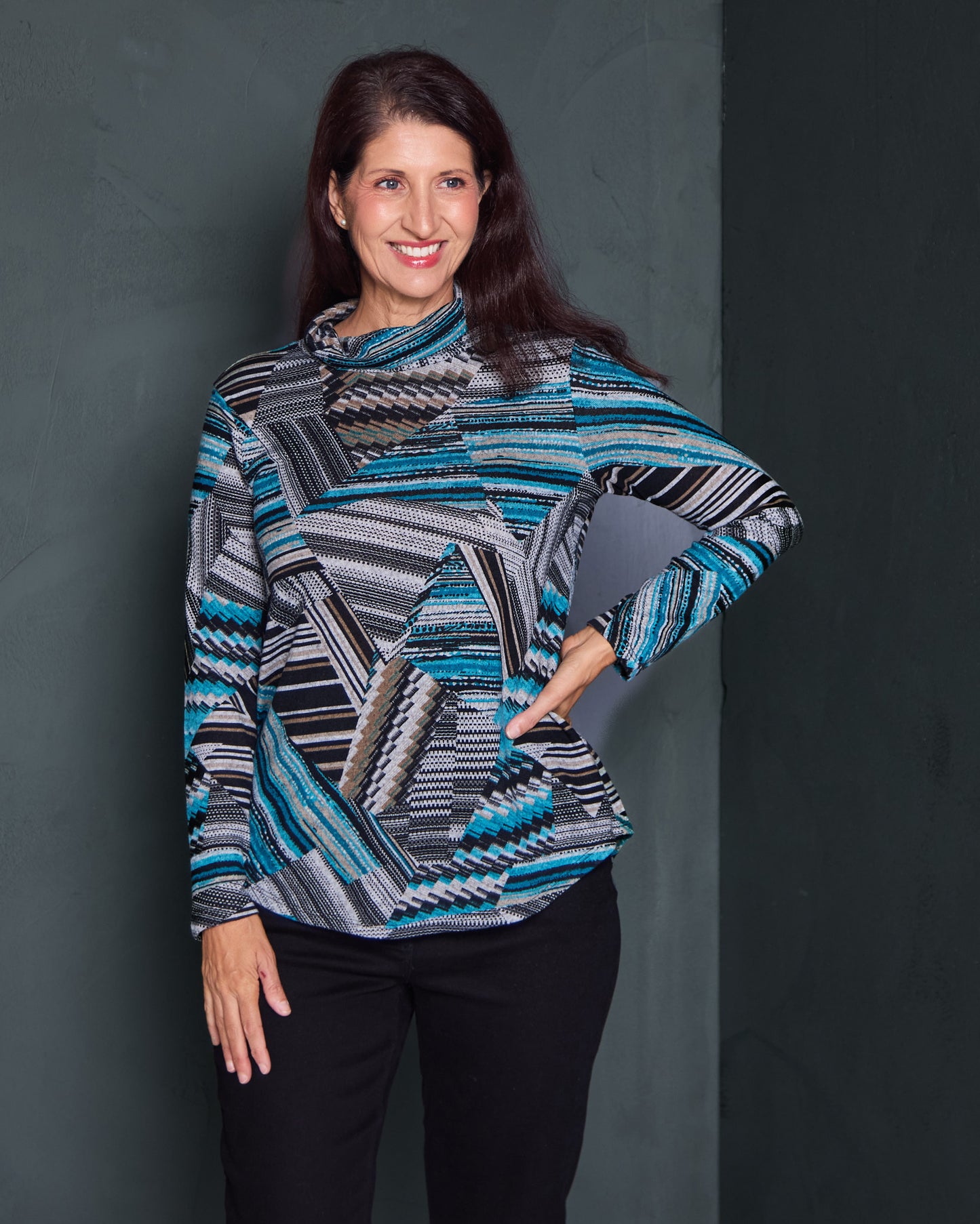 Tallarook Top - Turquoise Stripe