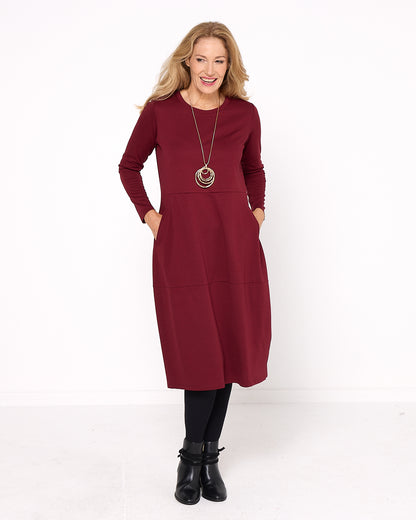 Rita Pocket Dress - Burgundy