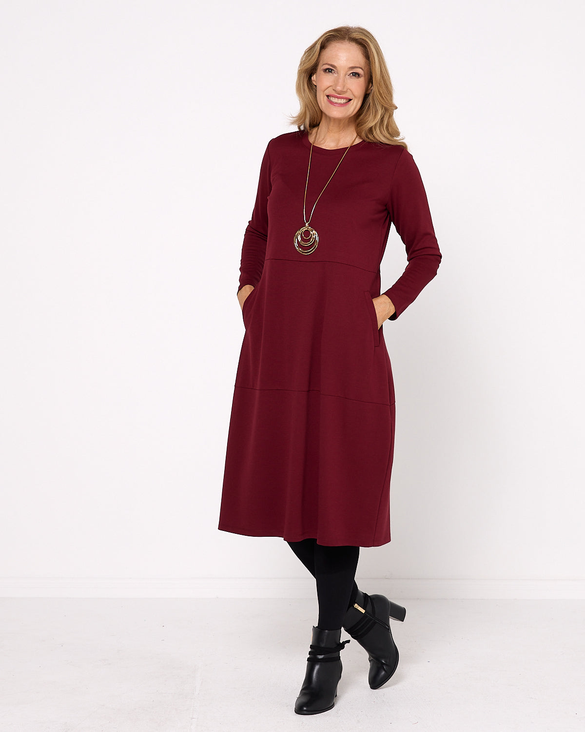 Rita Pocket Dress - Burgundy