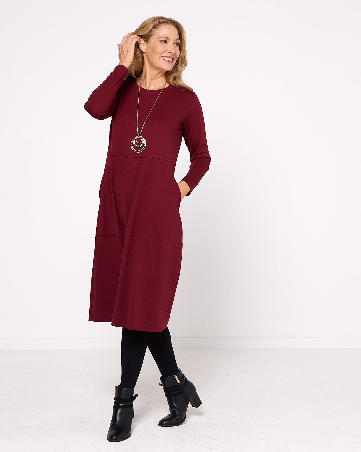 Rita Pocket Dress - Burgundy