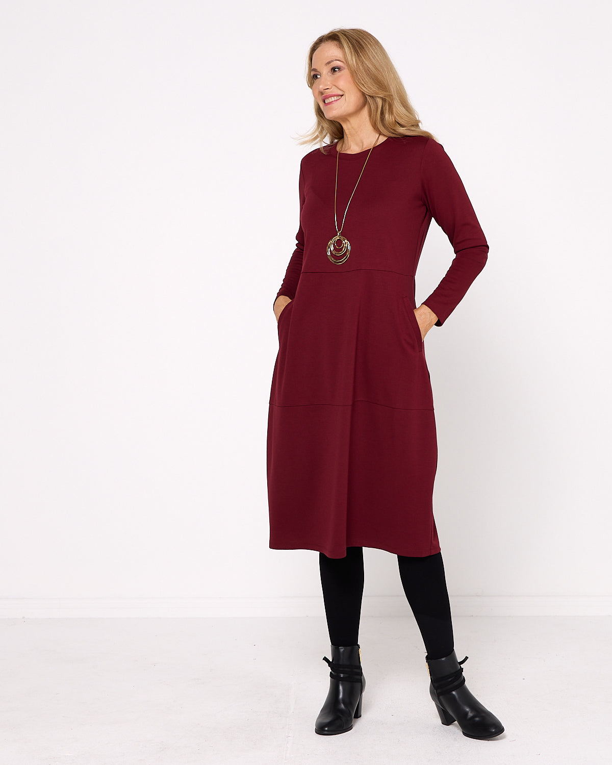 Rita Pocket Dress - Burgundy