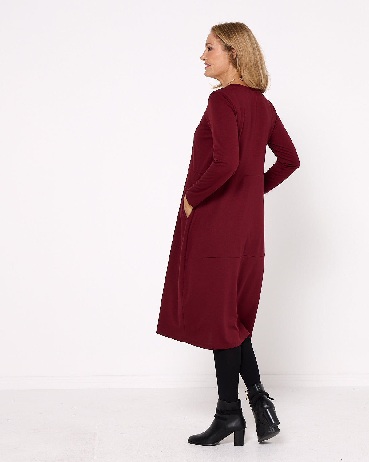 Rita Pocket Dress - Burgundy