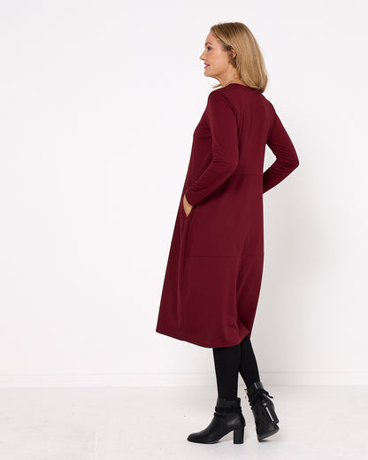 Rita Pocket Dress - Burgundy