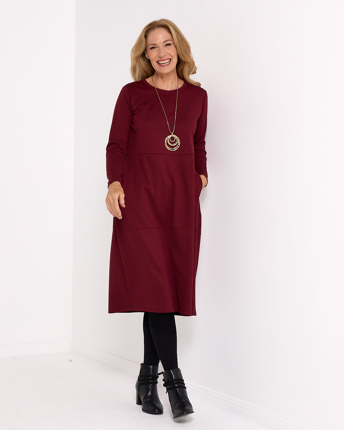 Rita Pocket Dress - Burgundy