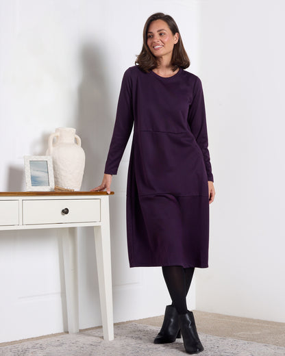 Rita Pocket Ponte Dress - Aubergine