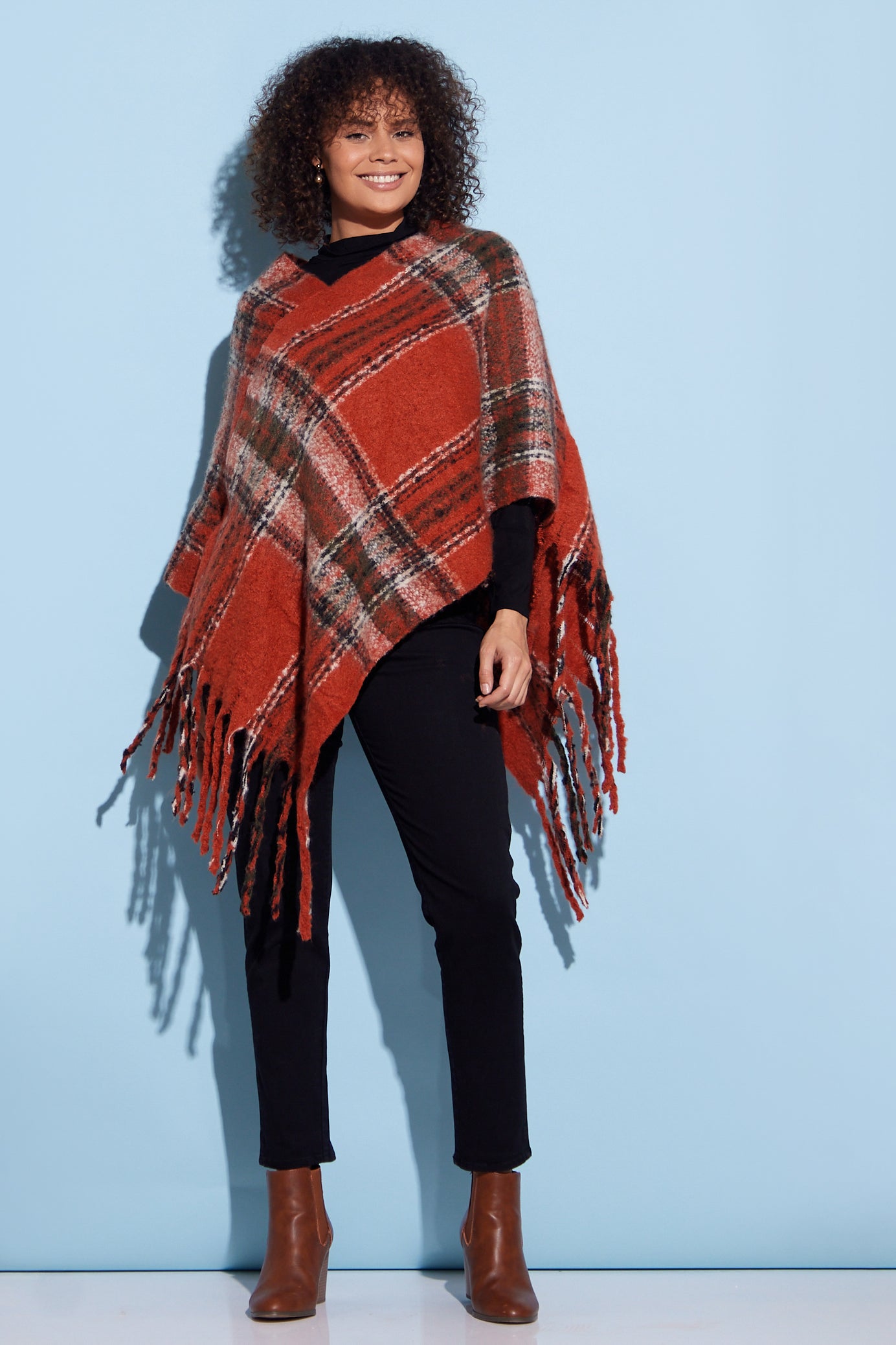 Payton Super Soft Poncho - Rust