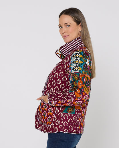 Prato Reversible Quilted Jacket - Patchwork Berry