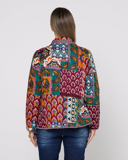 Prato Reversible Quilted Jacket - Patchwork Berry