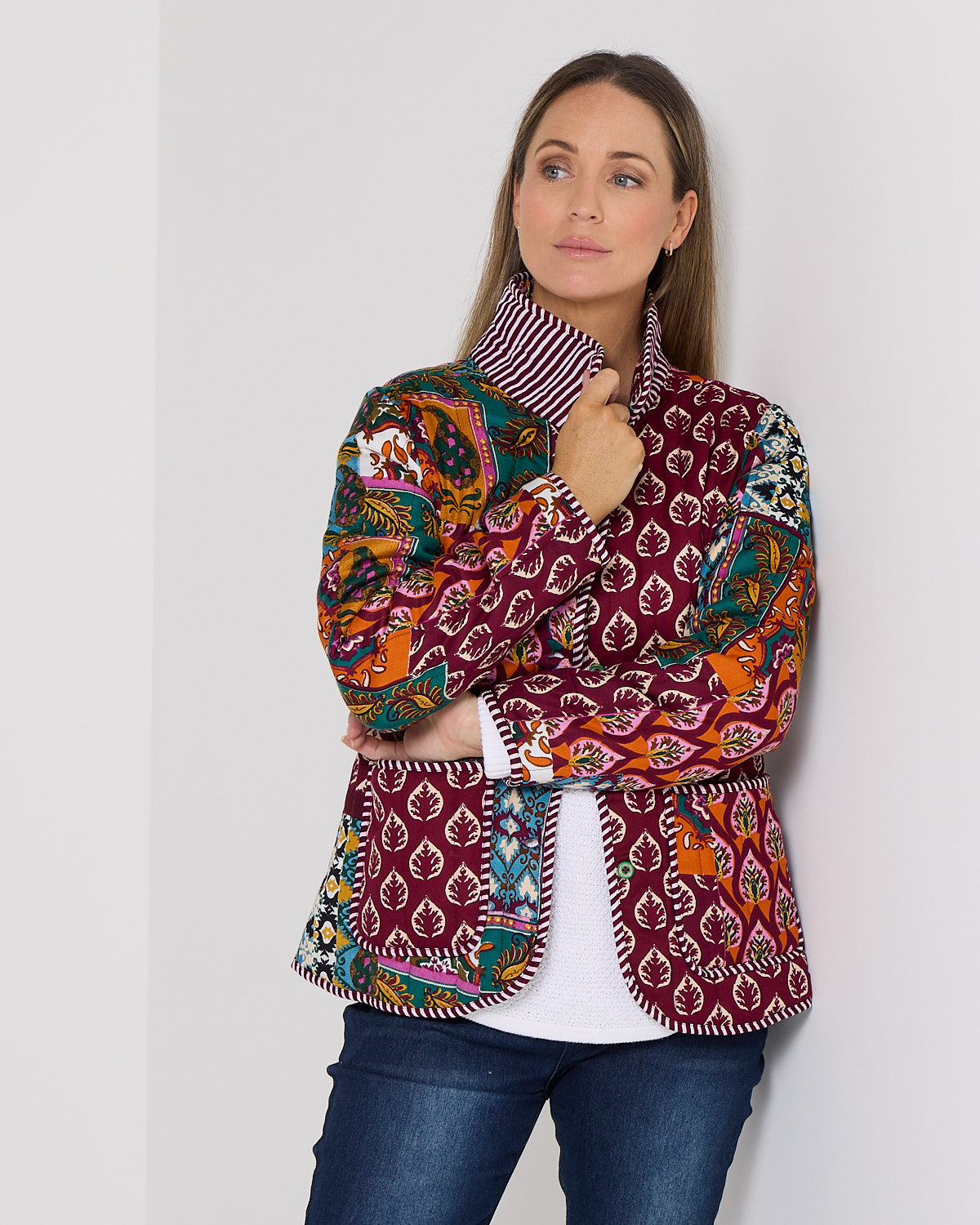 Prato Reversible Quilted Jacket - Patchwork Berry