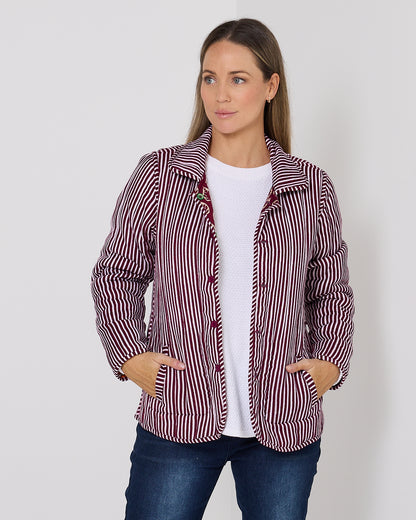 Prato Reversible Quilted Jacket - Patchwork Berry