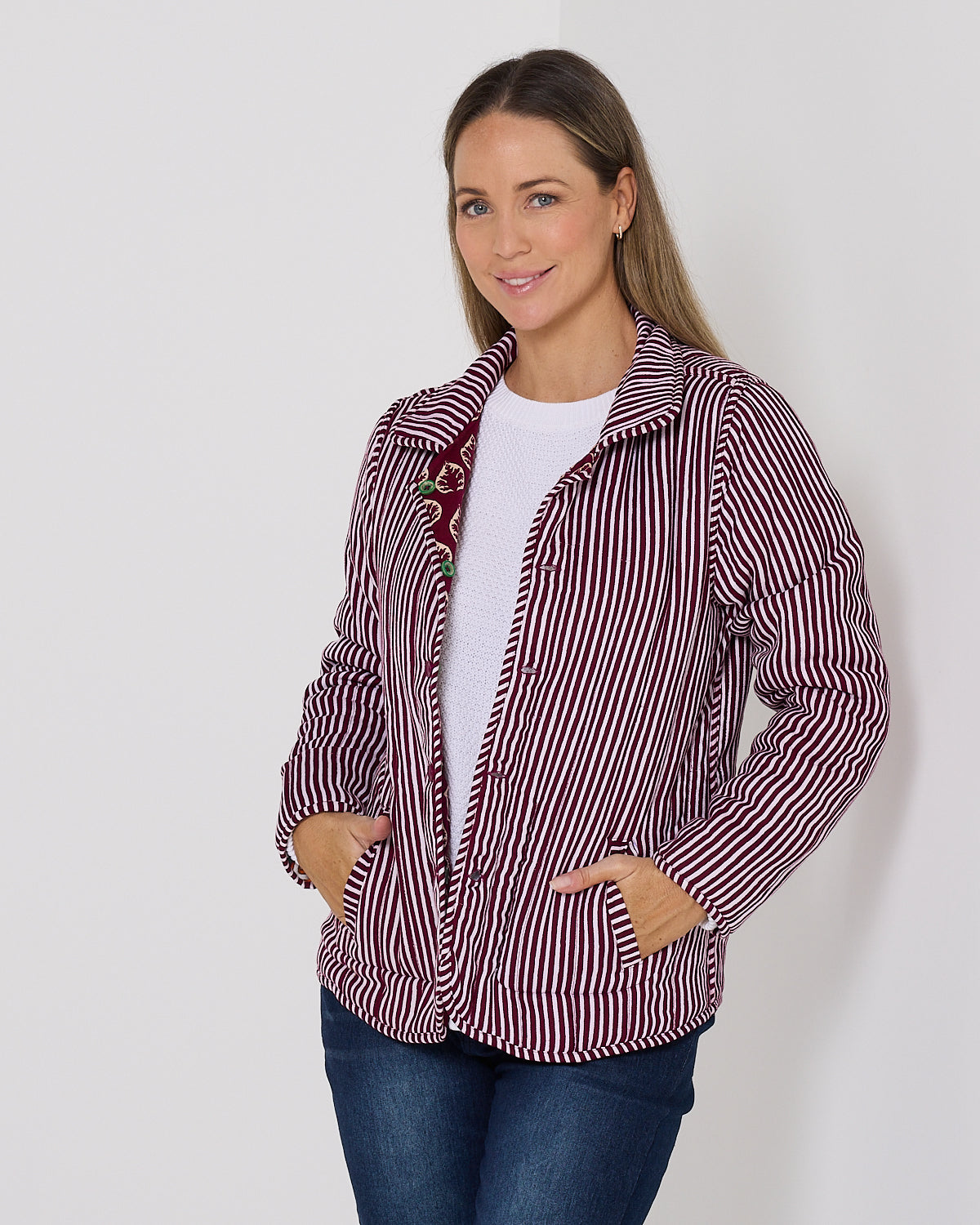 Prato Reversible Quilted Jacket - Patchwork Berry