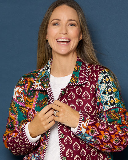 Prato Reversible Quilted Jacket - Patchwork Berry