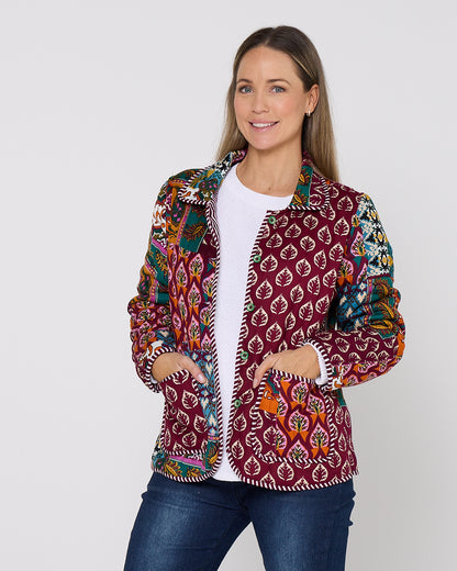 Prato Reversible Quilted Jacket - Patchwork Berry