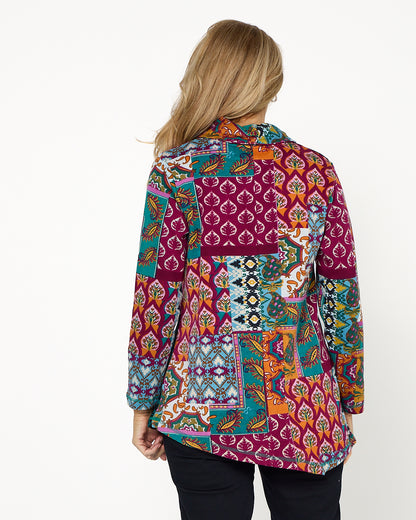 Prato Cowl Neck Top - Patchwork