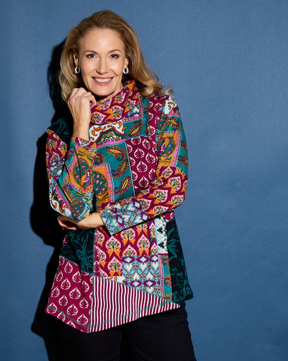 Prato Cowl Neck Top - Patchwork