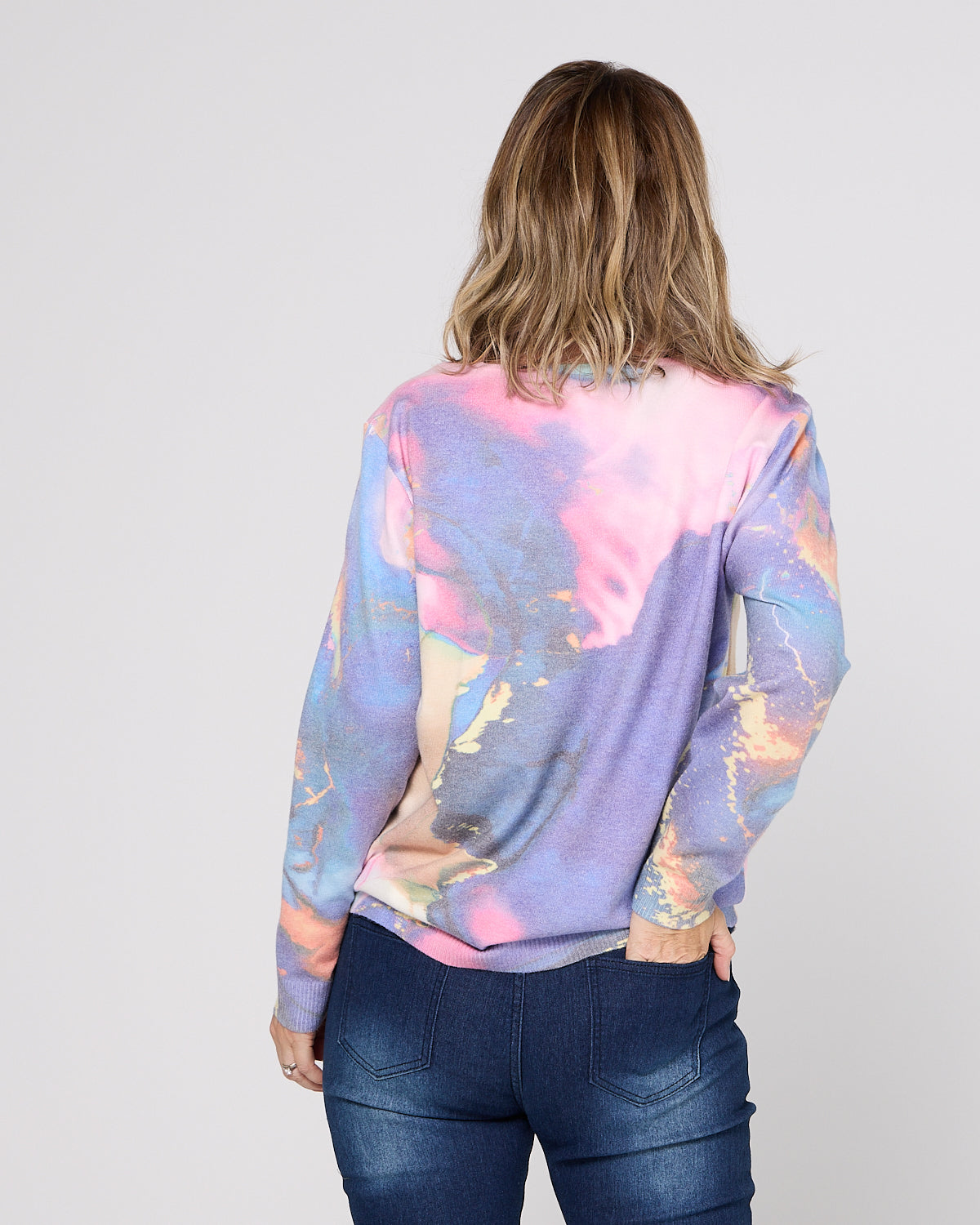 Aurora Print Knit Sweater - Purple
