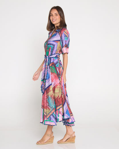 Jacinta Ric Rac Shirt Dress - Tropical Dusk Dream