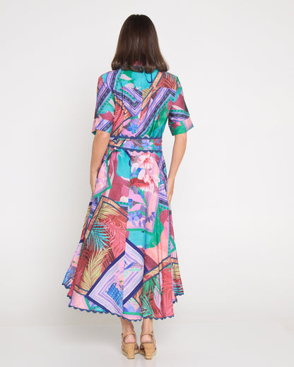 Jacinta Ric Rac Shirt Dress - Tropical Dusk Dream