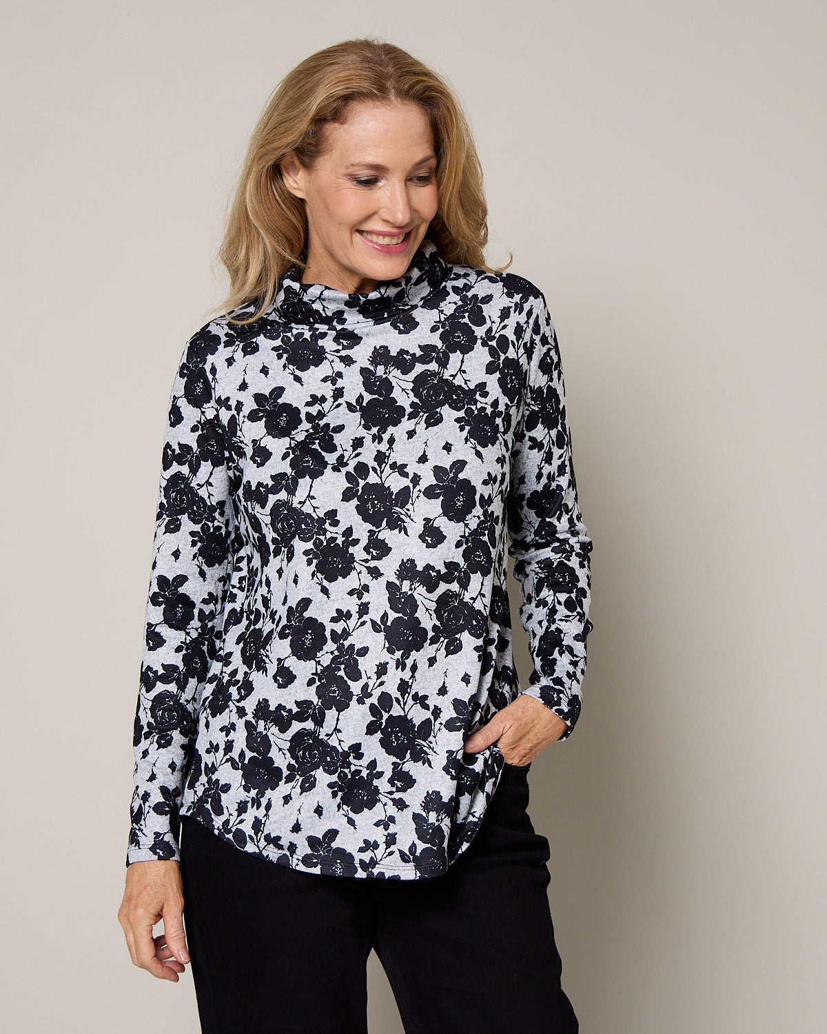 Tallarook Top - Grey Floral