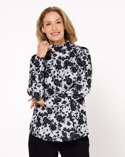 Tallarook Top - Grey Floral
