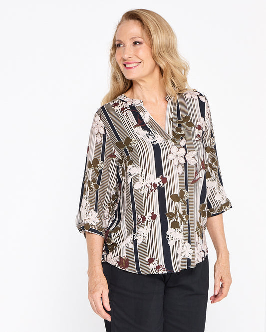 Monroe Top - Mocha Bloom