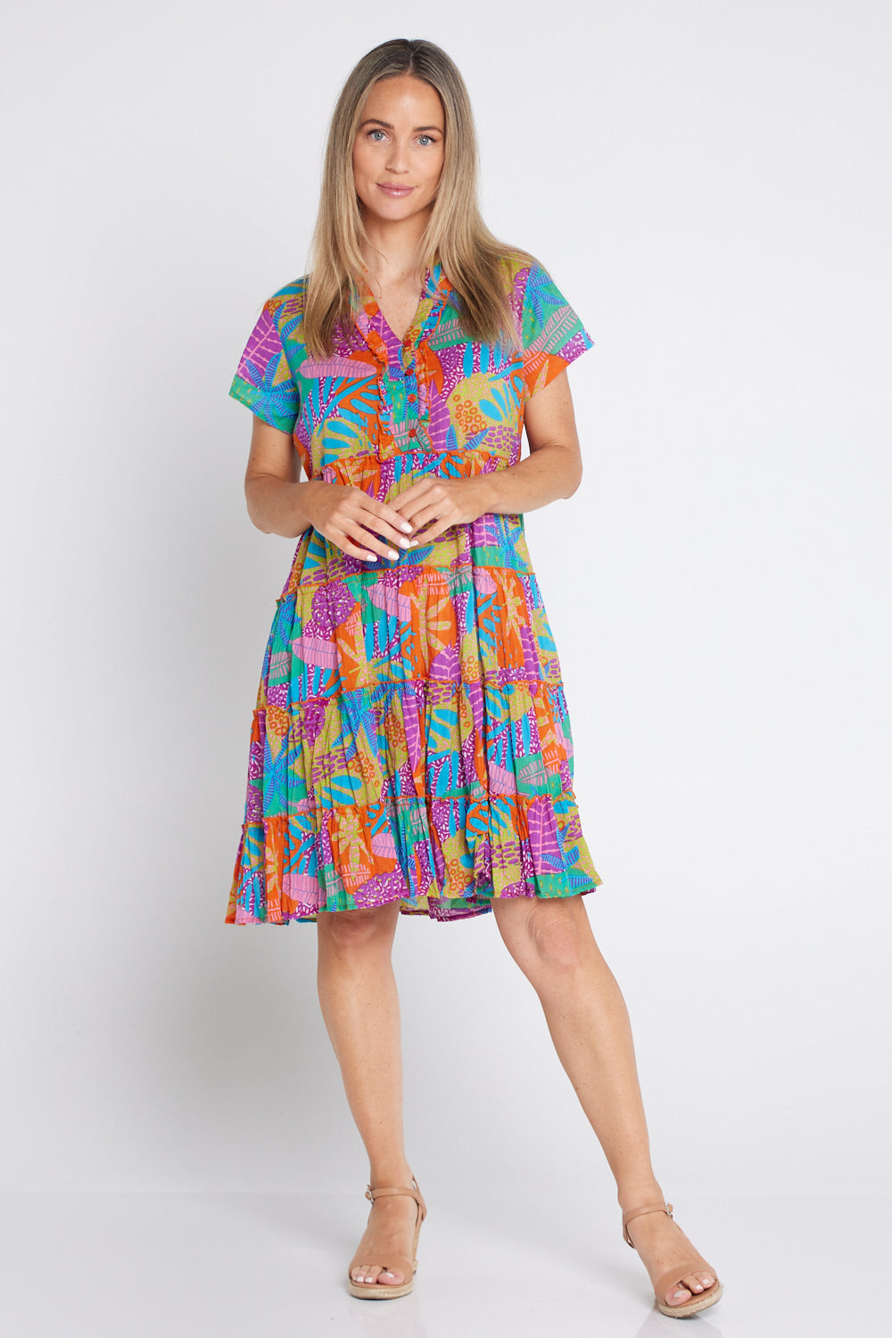 Marta Frill Neck Dress - Verdura Tropical
