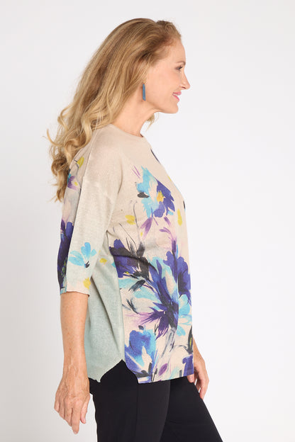 Noelene Knit Top - Purple Floral